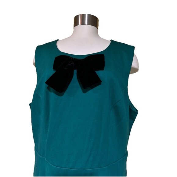 Holiday Sleeveless Green Black Bow Dress Coquette Draper James Pockets New - Picture 2 of 14